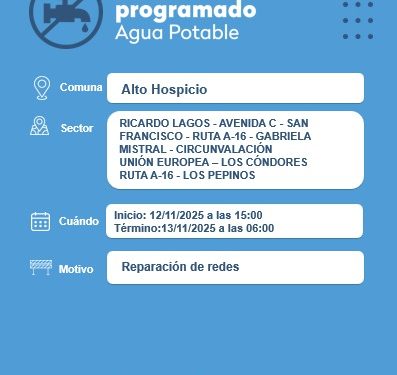 Aguas del Altiplano ejecutará trabajos de mejoramiento en redes de agua potable en Alto Hospicio