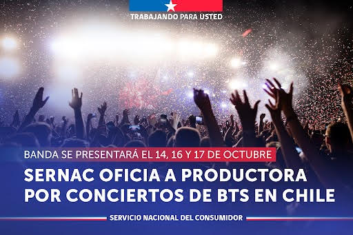SERNAC oficia a productora por el próximo concierto de la banda SURCOREANA BTS
