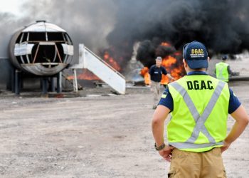 Simulacro de accidente aéreo movilizó a cerca de 100 estudiantes en el Aeropuerto Diego Aracena