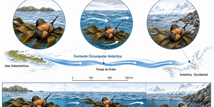 Estudio U. de Chile revela cómo caracoles habrían llegado a la Antártica sobre macroalgas